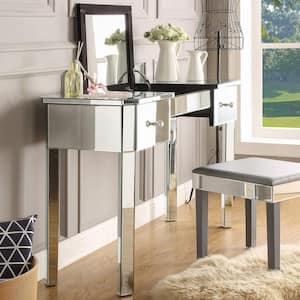 Isla Mirrored Vanity Table with 2-Drawers Lift-Up Top