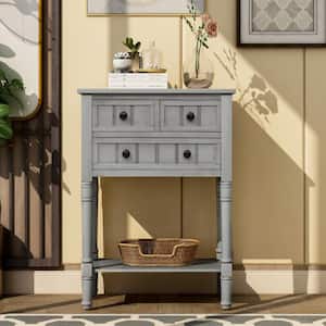 Console Table, Narrow Console Table for Entryway, Sofa Table with Storage Drawers and Shelf for Living Room, Gray Wash