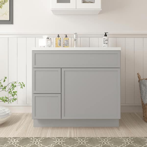 Vanity Art 36 in. W x 21 in. D x 32.5 in. H 2-Left Drawers Bath Vanity Cabinet without Top in Gray