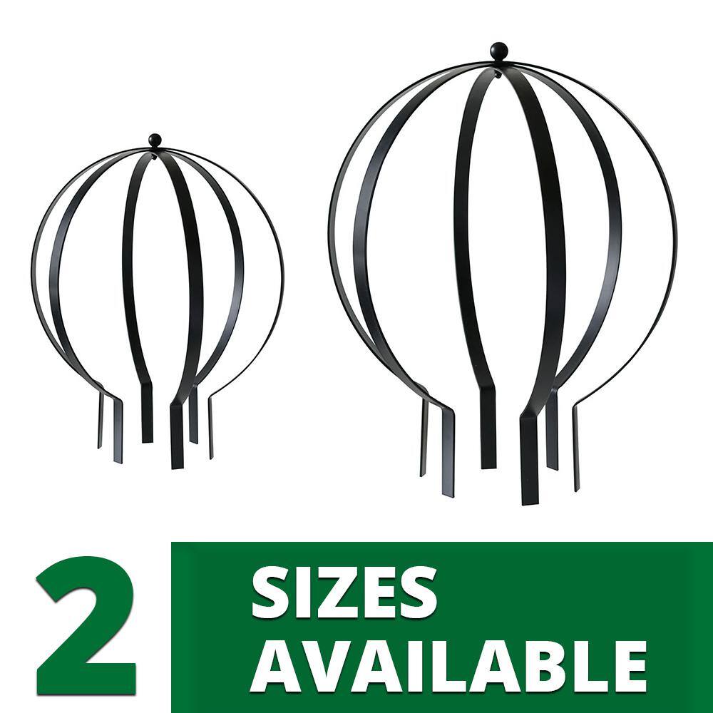 Small Black Metal Orb Garden Trellis, 19.5" Height