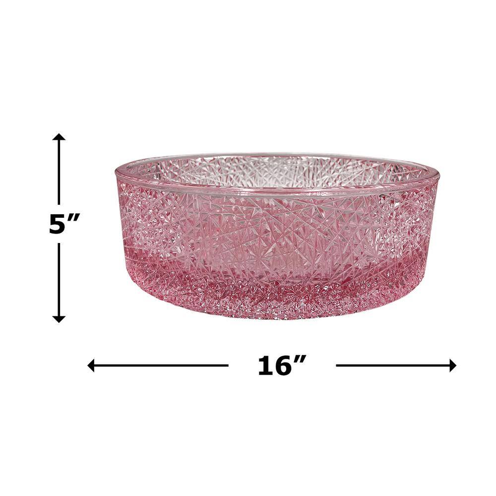 Pink Champagne Textured Glass Circular Bathroom Vessel Sink