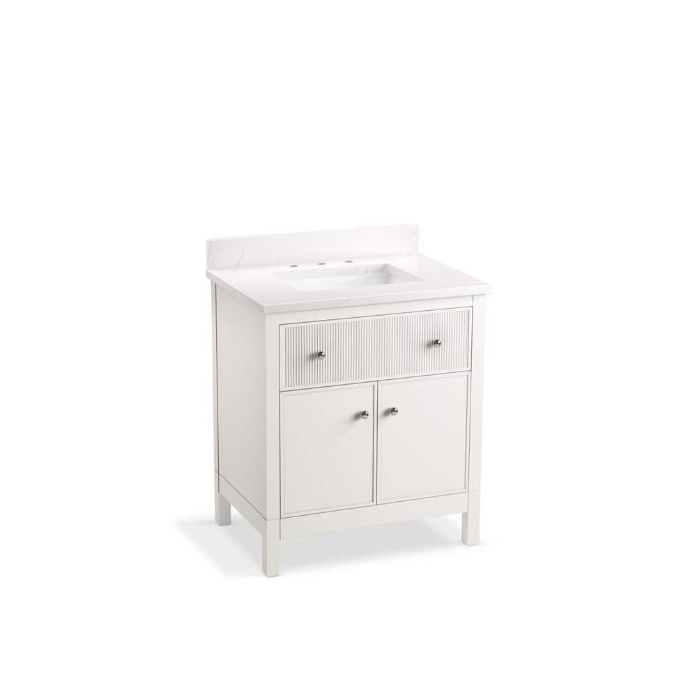 White 30" Freestanding Bathroom Vanity with Quartz Top