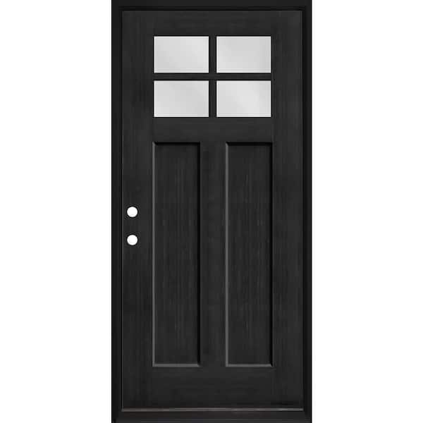 Regency 36 in. x 80 in. 4 Lite 1/4 Toplite RHIS Clear Glass Onyx Stained Fir Grain Fiberglass Prehung Front Door