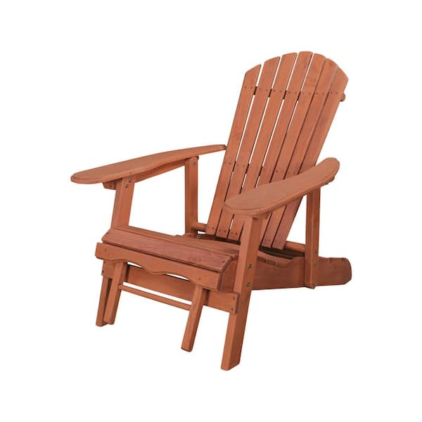 Leisure Season Reclining Patio Adirondack Chair with Pull-Out Ottoman