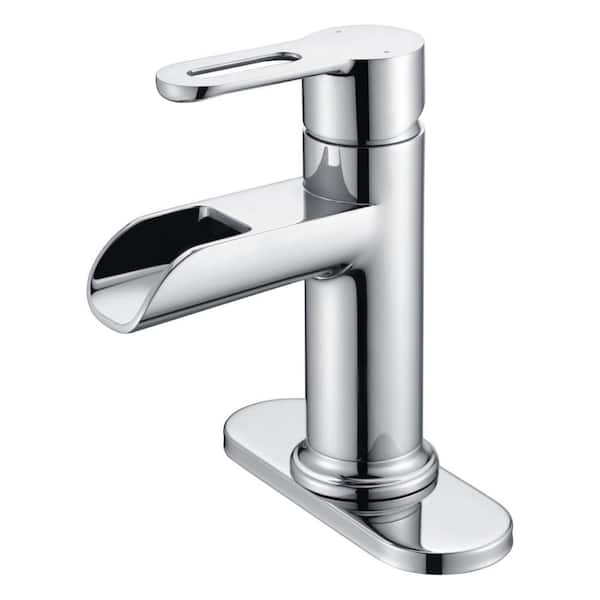 Sozu Single-Handle Short-Vessel Lavatory Single Hole Bathroom Sink Faucet with Drain Assembly in Chrome Polished
