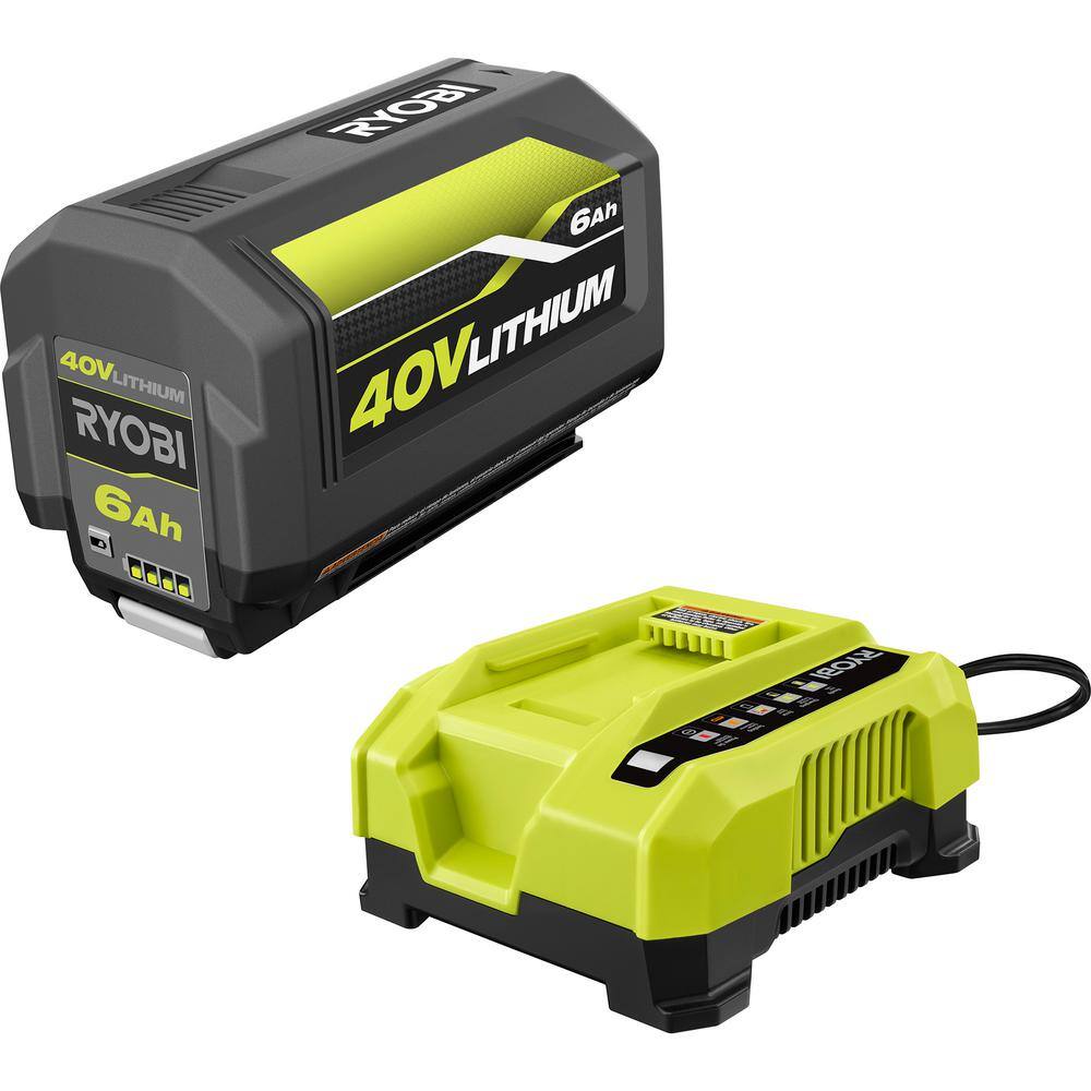 RYOBI 40V Lithium-Ion 6.0 Ah High and Rapid Kit OP40602-06 - The Home Depot