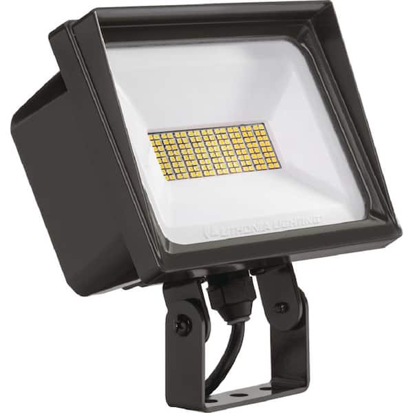 Lithonia Lighting Contractor Select QTE Line Voltage 500-Watt Equivalent Bronze Yoke Mount Integrated LED Landscape Flood Light 4000K