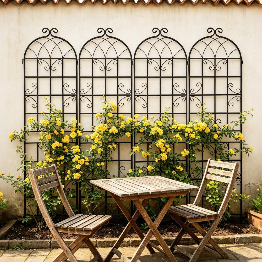 86.7 in. Outdoor Metal Rustproof Climbing Plant Support Garden Trellis, Black (4-Pack) price history on PriceWatchPro