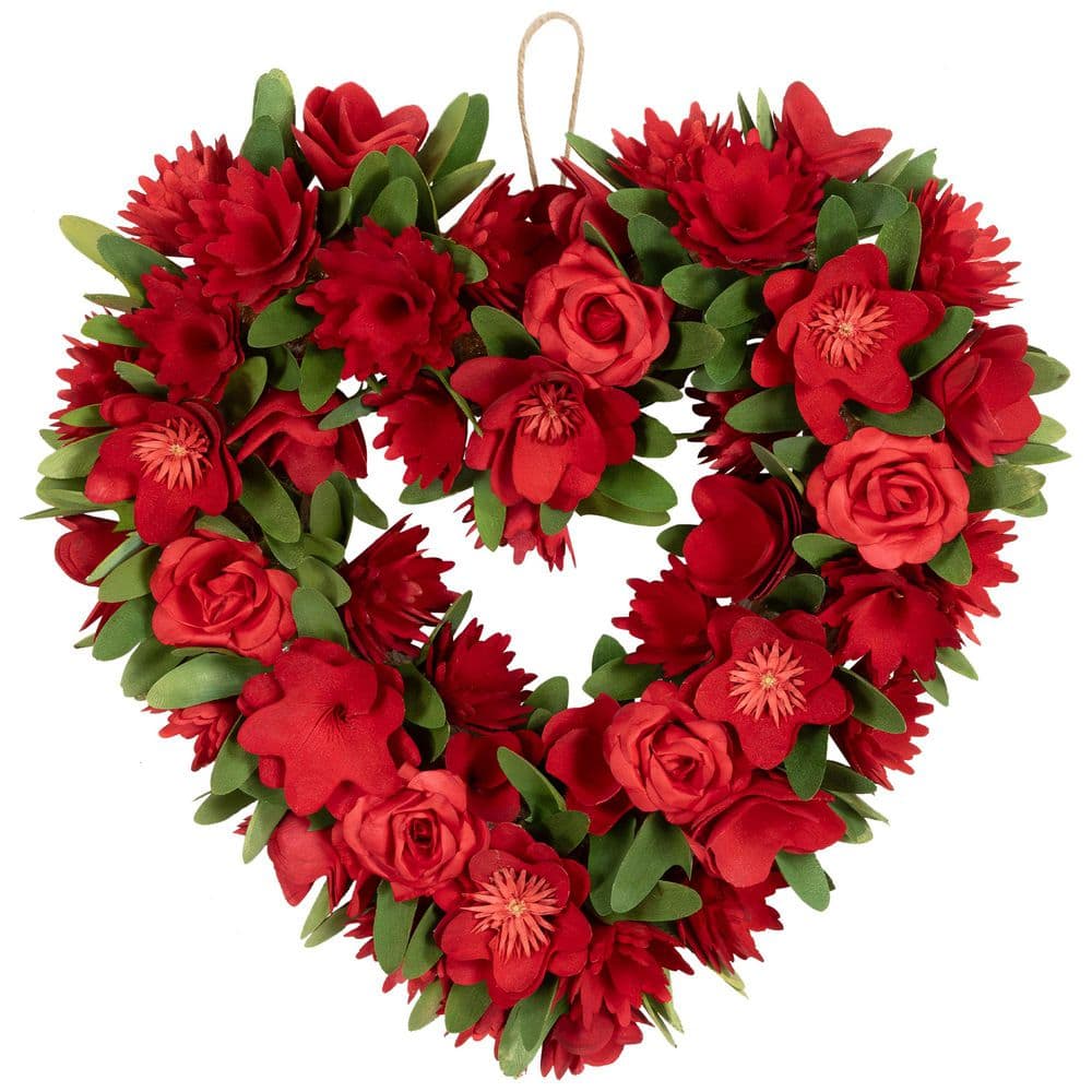 Mixed Floral Artificial Valentine's Day Heart Wreath - 15 in. - Red price history on PriceWatchPro