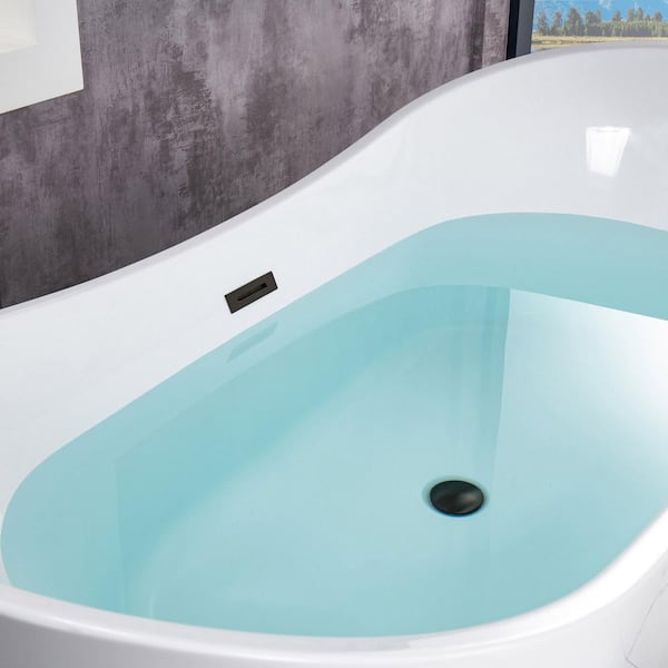 Sueno 67 in. x 31.5 in. Acrylic Flatbottom Soaking Bathtub with Center Drain in White/Matte Black