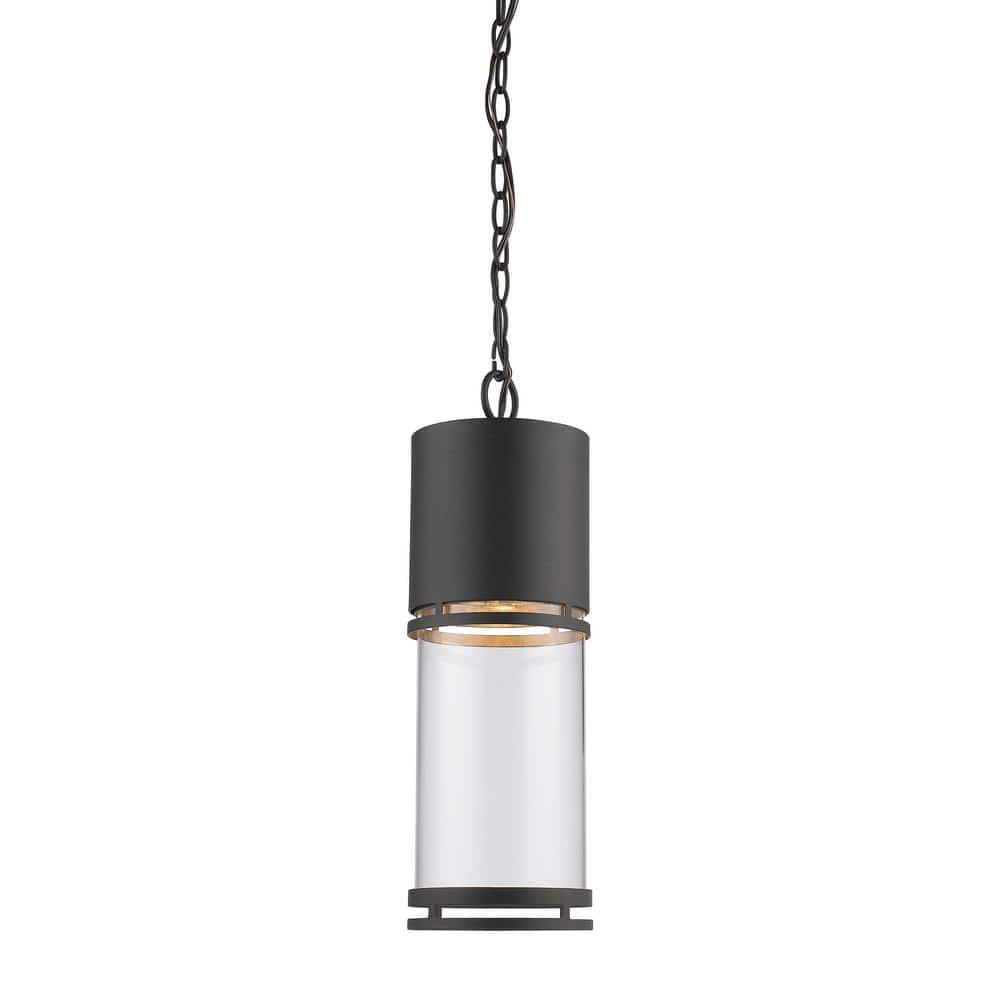 60-Watt Equivalence 1-Light Integrated LED Outdoor Black Pendant Light with