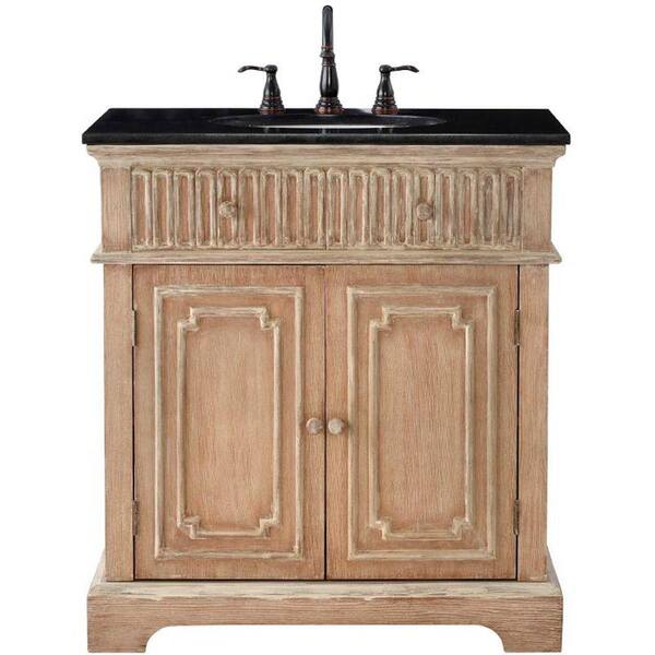 Home Decorators Collection Manor 32 in. Vanity in Washed Oak with Granite Vanity Top in Black