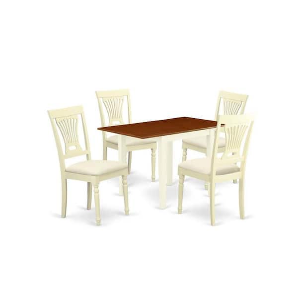 East West Furniture 5-Piece Buttermilk and Cherry Solid Wood Top - Dining Room Set - Seats 4