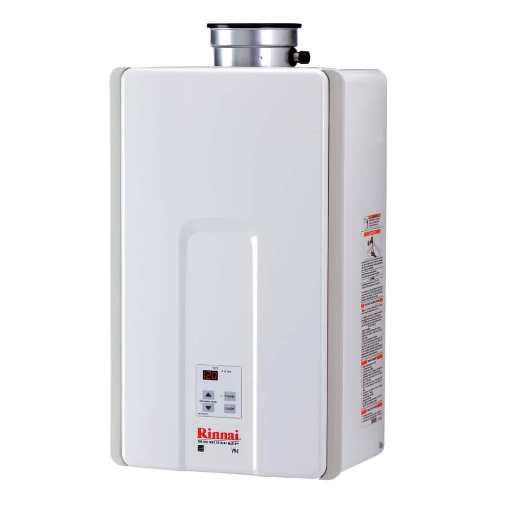 Rinnai High Efficiency 9.8 GPM Residential 199,000 BTU Natural Gas Interior Tankless Water Heater V94iN