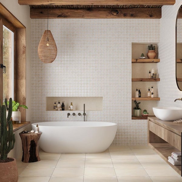 Citadel 12.2 in. x 22 in. Matte and Glossy White Porcelain Large Format Wall Tile (13.03 sq. ft./Case) - 7 Pack