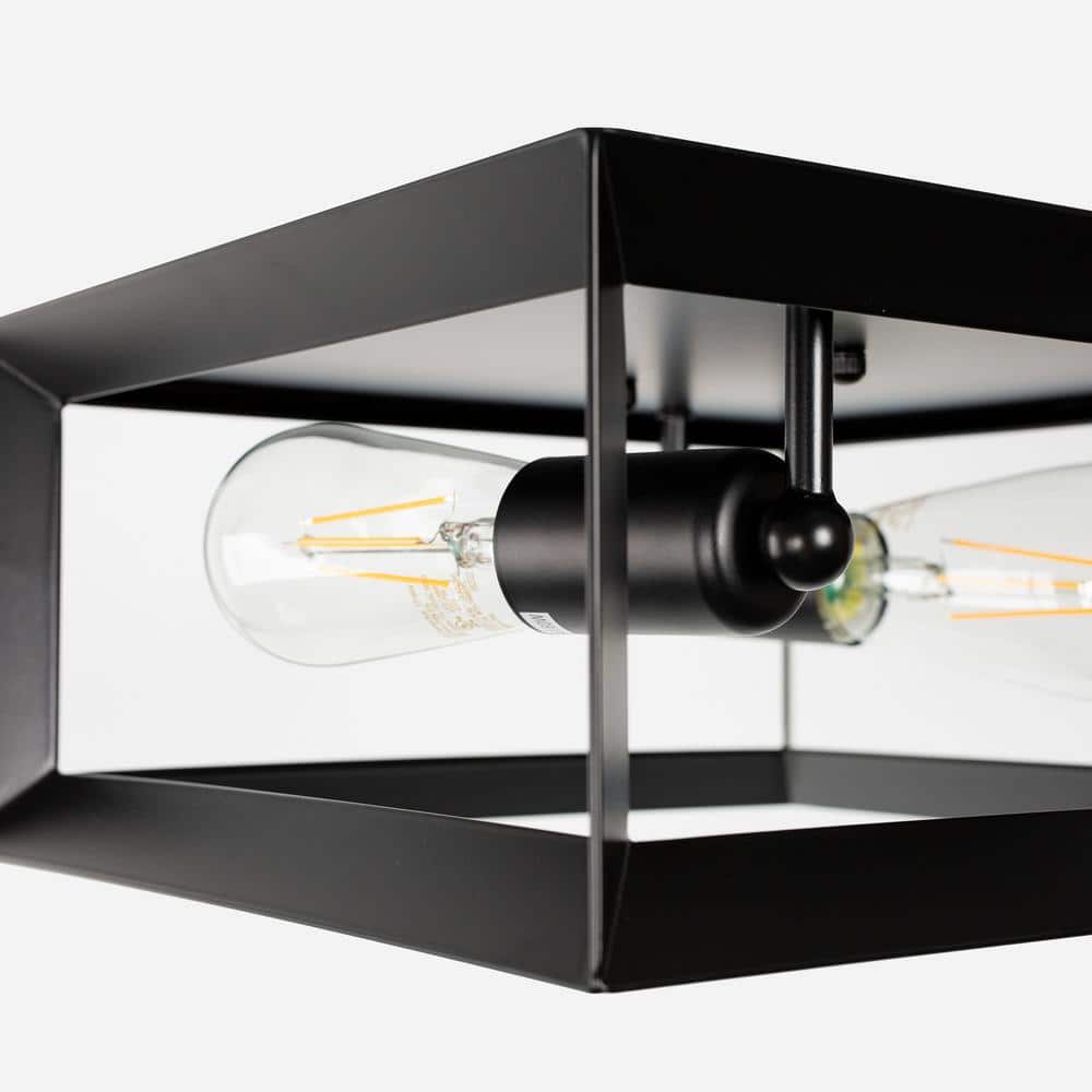 Matte Black 2-Light Modern Flush Mount Ceiling Fixture