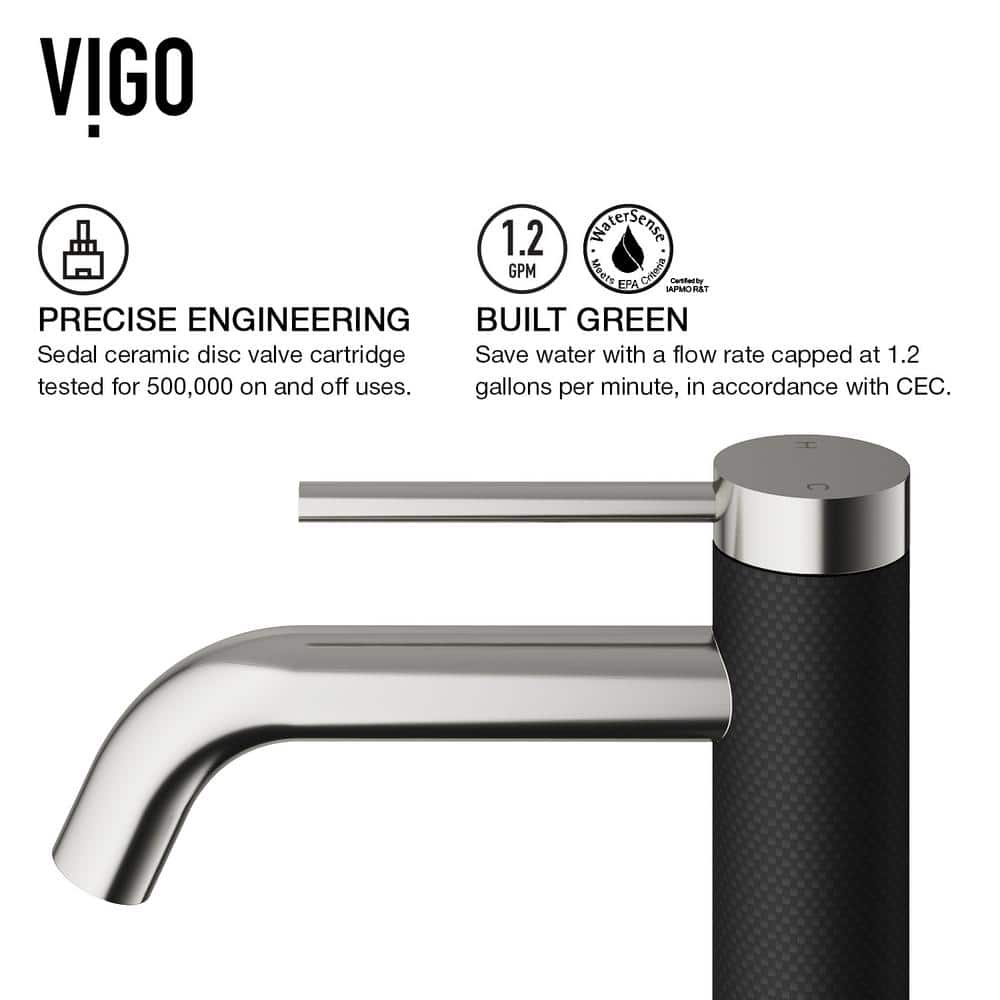 Madison Single Hole Brass Bathroom Faucet in Black and Nickel