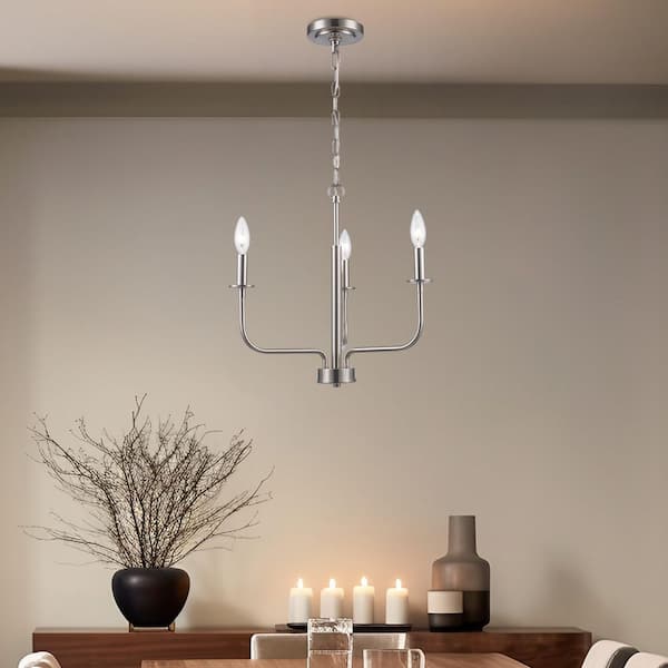 Bel Air Lighting Tennyson 3-Light Brushed Nickel Candle Chandelier