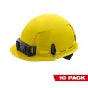 BOLT Yellow Type 1 Class C Front Brim Vented Hard Hat with 4-Point Ratcheting Suspension (10-Pack)