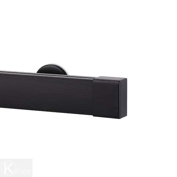 Art Decor Kontur ALU 48 in. Single Traverse Curtain Rod Set in Black with Endcap
