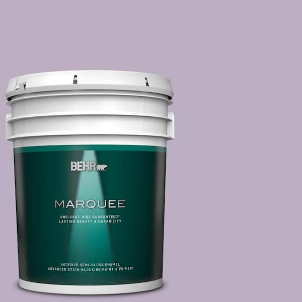 BEHR MARQUEE 5 gal. #S100-3 Courtly Purple One-Coat Hide Semi-Gloss Enamel Interior Paint & Primer