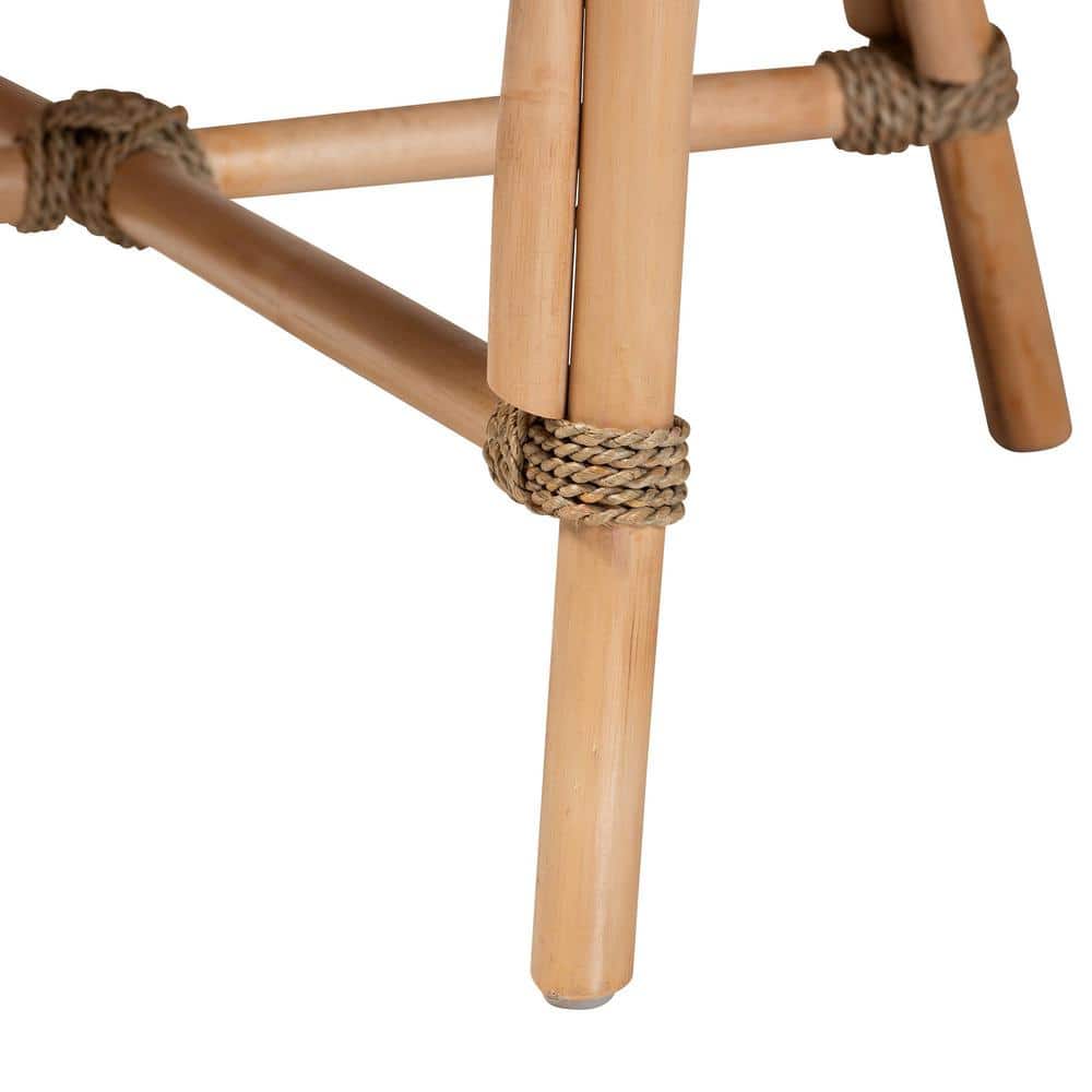 Kyle Natural Rattan and Cane Dining Side Chair with Cushion