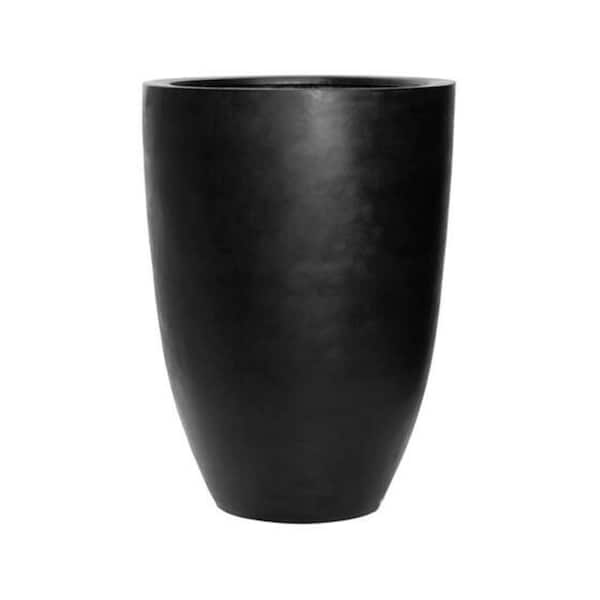 PotteryPots 20.47 in. W and 28.35 in. H Round Extra Large Black Fiberstone Indoor Outdoor Ben Planter