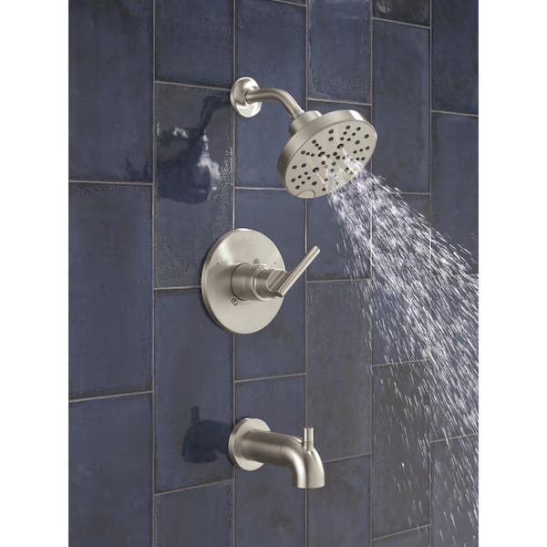 Nicoli H2OKinetic Slim Handle Single-Handle 5-Spray Tub and Shower Faucet 1.75 GPM in Brushed Nickel Valve Included