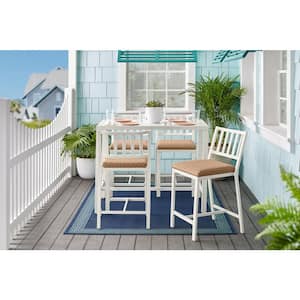 Harbor Point White 5-Piece Wicker Rectangle 27 in. Outdoor Dining Set