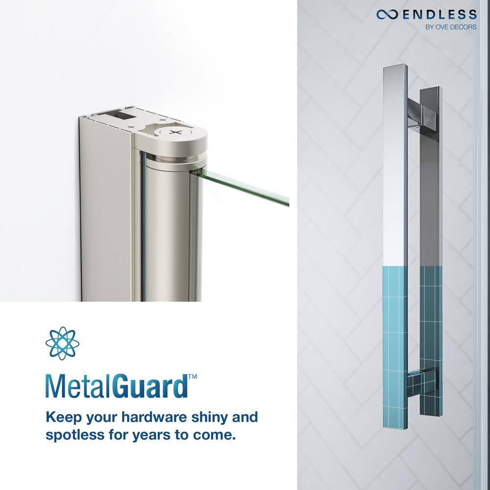 Pasadena 36'' Satin Nickel Frameless Corner Shower Kit with Shelves