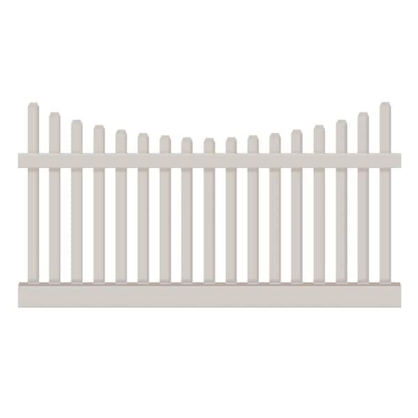 Weatherables Hampshire 5 ft. H x 8 ft. W Tan Vinyl Picket Fence Panel Kit