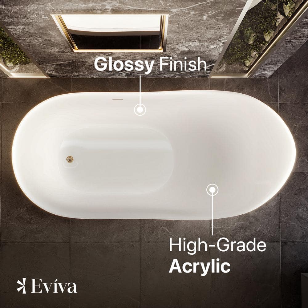 Lisa 67'' White Freestanding Acrylic Soaking Bathtub