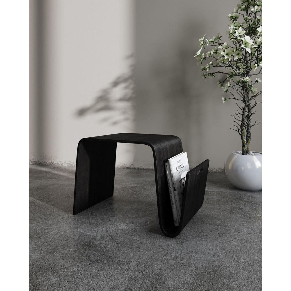 Brookside Black Ashwood Modern Bentwood Accent Table