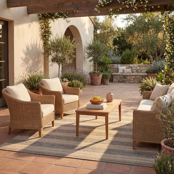 Riselia Abstract Grey 5 ft. x 8 ft. Outdoor Area Rug