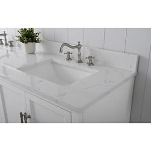 Chambery 72 in. W x 22 in. D x 34.5 in. H Bathroom Vanity in White with White and Grey Quartz Top
