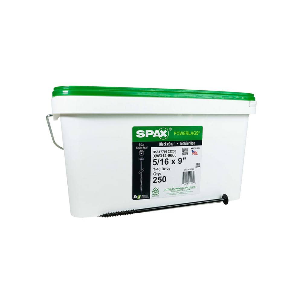 5/16 in. x 9 in. Interior Washer Head Structural Wood Lag Screws Powerlags Torx T-Star (250 Each) Bulk Pail Bit Included price history on PriceWatchPro
