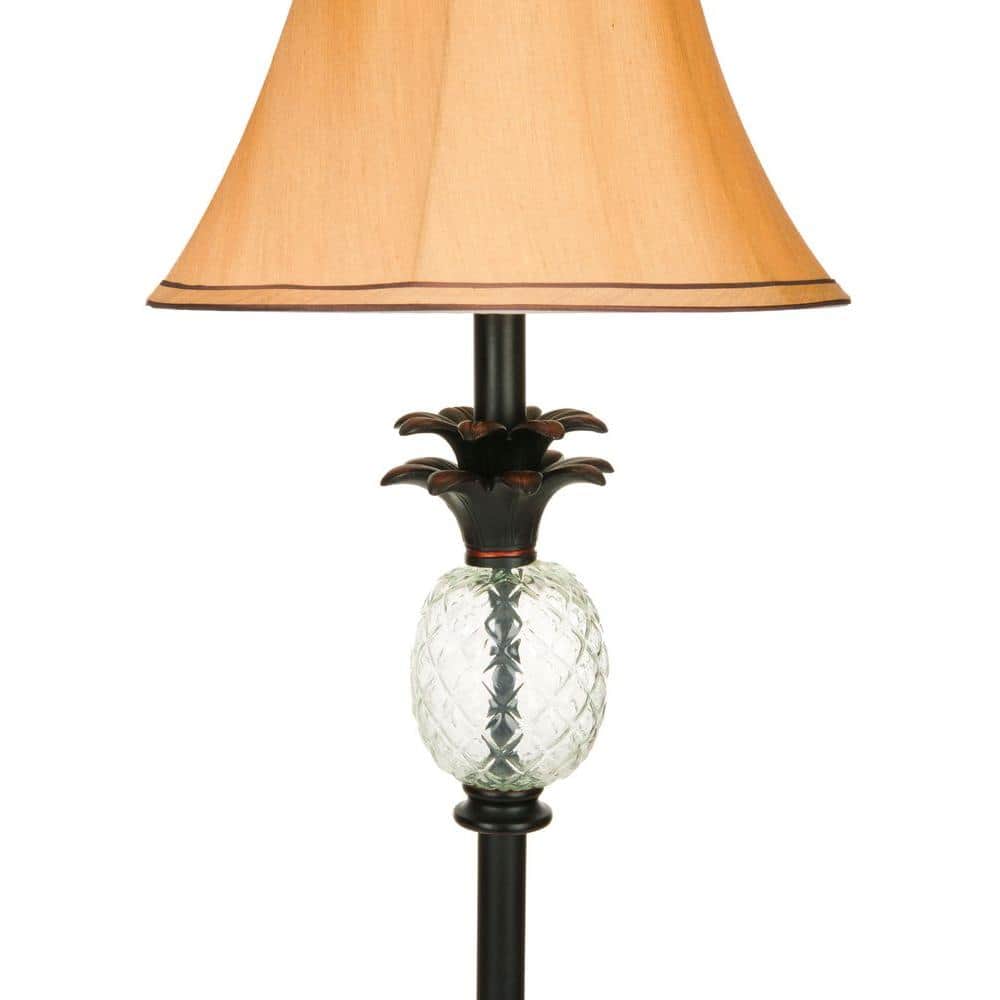 Alyssa Pineapple Etched Glass 61-inch Traditional Black Floor Lamp