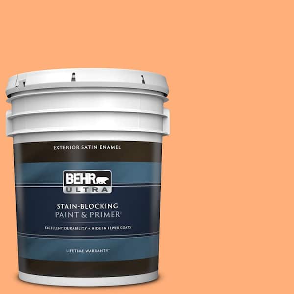 BEHR ULTRA 5 gal. #260B-5 Cantaloupe Slice Satin Enamel Exterior Paint & Primer