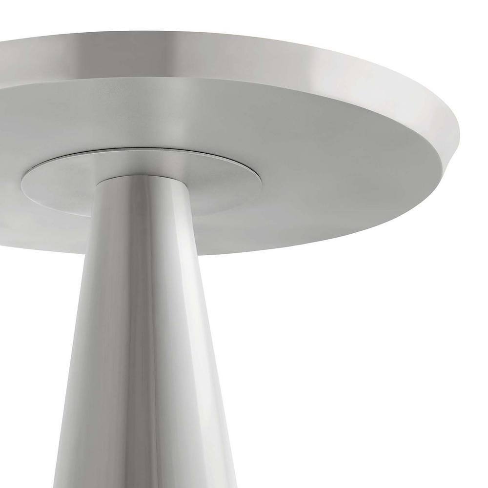 Nickel Round Metal Pedestal Side Table with Storage