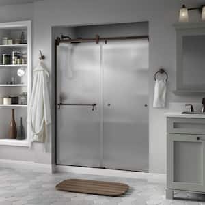 Contemporary 60 in. x 71 in. Frameless Sliding Shower Door in Bronze with 1/4 in. (6mm) Rain Glass