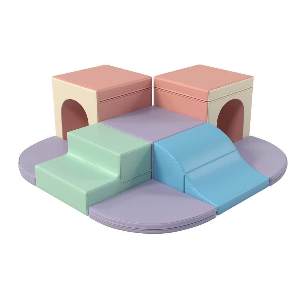 9-Piece Purple Multi-color Indoor Residential Crawl and Climb Foam Playset