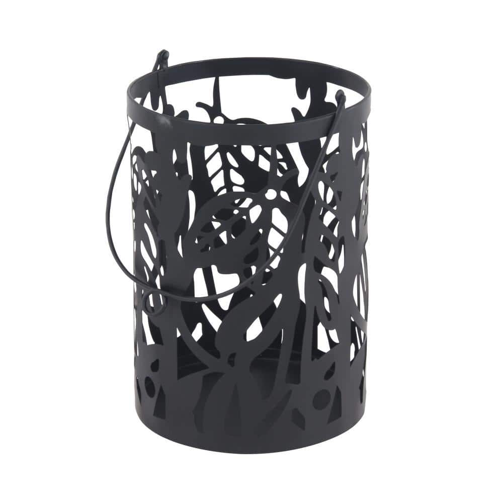 Botanica Black Iron 10" Hanging Candle Lantern Set