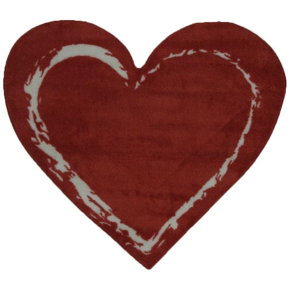 LA Rug Fun Time Shape Red Heart 3 ft. x 3 ft. Area Rug