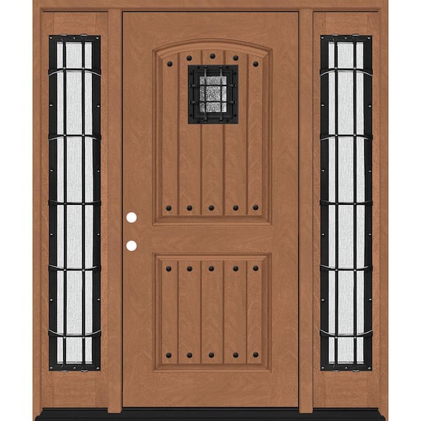 Steves & Sons Regency 68 in. x 80 in. 2Panel Plank Cavalier Speakeasy RHIS AW Fiberglass Prehung Front Door w/Cavalier Dbl 14in.SL