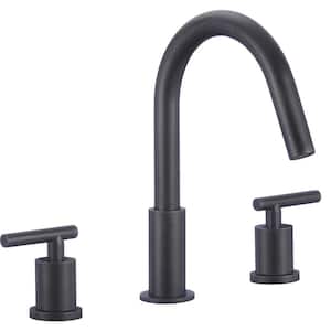 Noa 8 in. Widespread 3 Hole Bathroom Sink Faucet with 2 Lever Handles in Matte Black