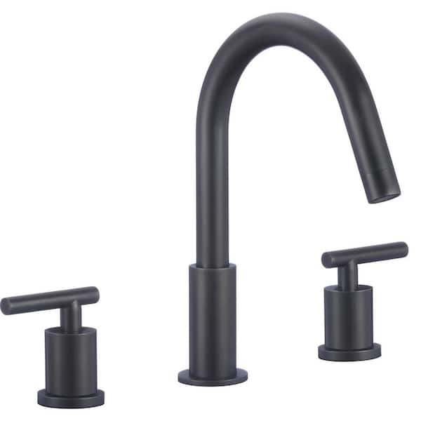 Eisen Home Noa 8 in. Widespread 3 Hole Bathroom Sink Faucet with 2 Lever Handles in Matte Black
