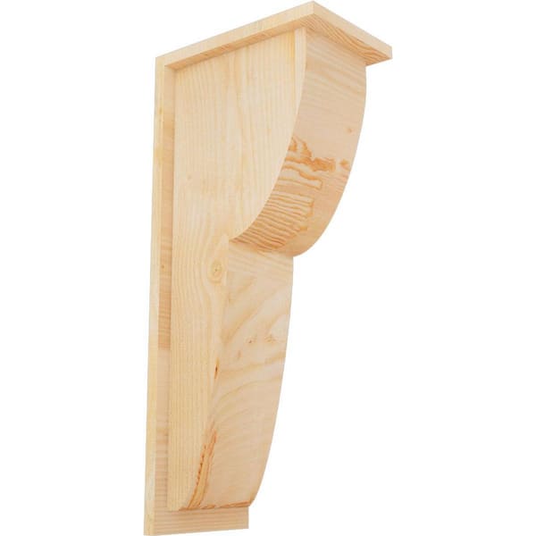 Ekena Millwork 8 in. x 12 in. x 28 in. Douglas Fir Crestline Rough Sawn Corbel with Backplate