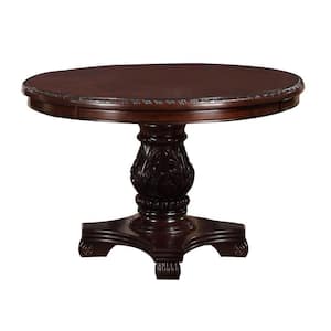 Traditional Dark Cherry Brown Round Dining Table