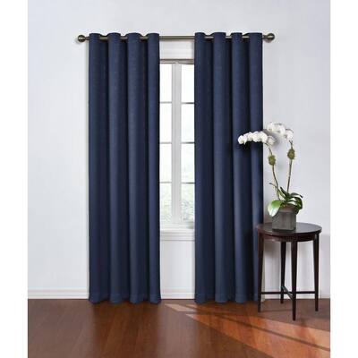 Navy Geometric Thermal Blackout Curtain - 52 in. W x 63 in. L