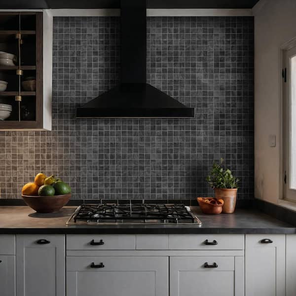 Anastasia Anthracite 12 in. x 12 in. Matte Porcelain Mesh-Mounted Mosaic Floor and Wall Tile (8 sq. ft./Case)